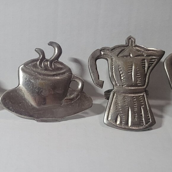 VTG  Napkin Rings, Lot of 4, Metal DII India 1997, 2 Coffee Mugs, 2 Moka Pots - Picture 1 of 7